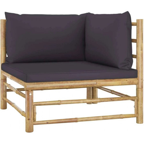 vidaXL Set de muebles de jardín 5 piezas bambú Y cojines gris oscuro
