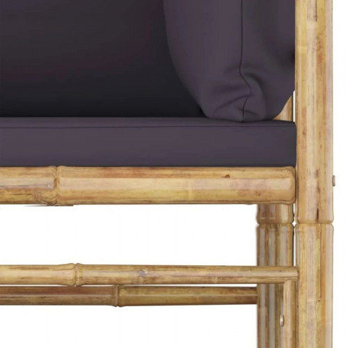 vidaXL Set de muebles de jardín 5 piezas bambú Y cojines gris oscuro