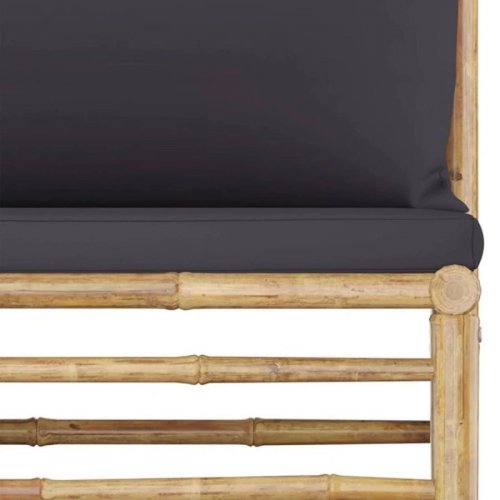vidaXL Set de muebles de jardín 5 piezas bambú Y cojines gris oscuro