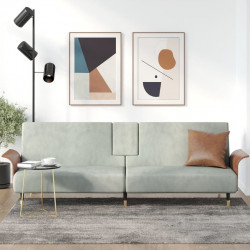 vidaXL Sofá cama con portavasos gris claro terciopelo