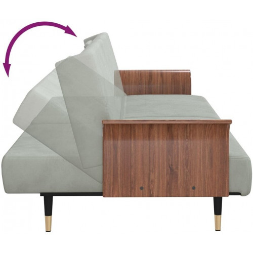 vidaXL Sofá cama con portavasos gris claro terciopelo