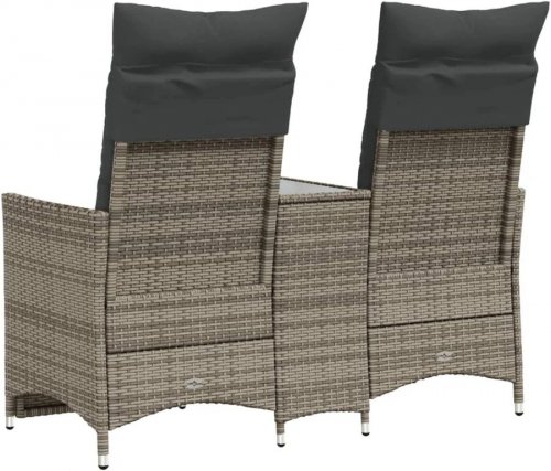 vidaXL Sofá de jardín reclinable de 2 plazas con mesa ratán PE