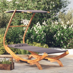 vidaXL Sun Lounger with Canopy 165x203x138 cm Solid Bentwood