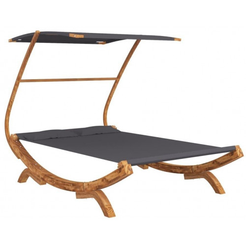 vidaXL Sun Lounger with Canopy 165x203x138 cm Solid Bentwood