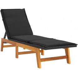vidaXL Sun Lounger with Cushion Poly Rattan&Solid Wood Acacia