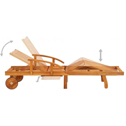 vidaXL Tumbona ajustable de acacia con mesa auxiliar (42594)