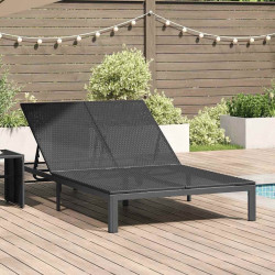 vidaXL Two-Seater Sun Lounger with Cushions and Wheels, Poly Rattan