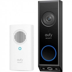Videoportero Eufy Security E340 doble cámara 2K Full HD visión nocturna a color batería/AC FOV 160º negro almacenamiento local 128GB