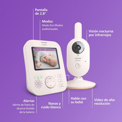 Vigilabebés con Video Philips Avent alta resolución de 2,8