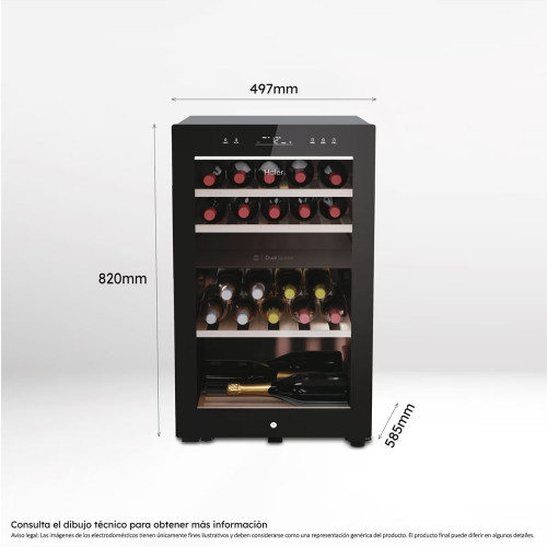 Vinoteca Haier para 42 botellas Wine Bank 50 Series 7 - HWS42GDAU1 Negro