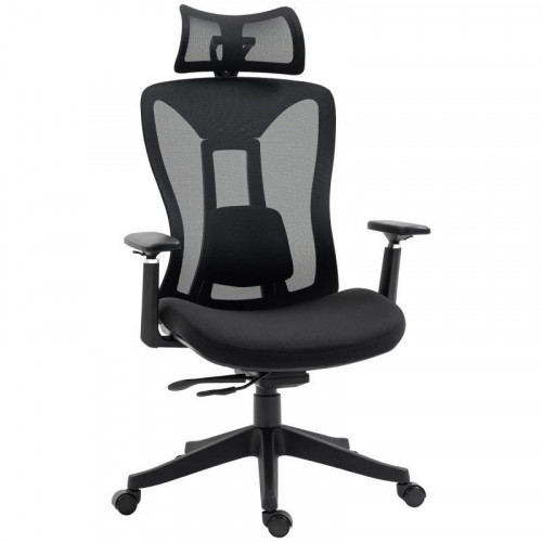 Vinsetto Silla De Oficina De Malla Reposacabezas Ajustable 70x66x120-128cm Negro