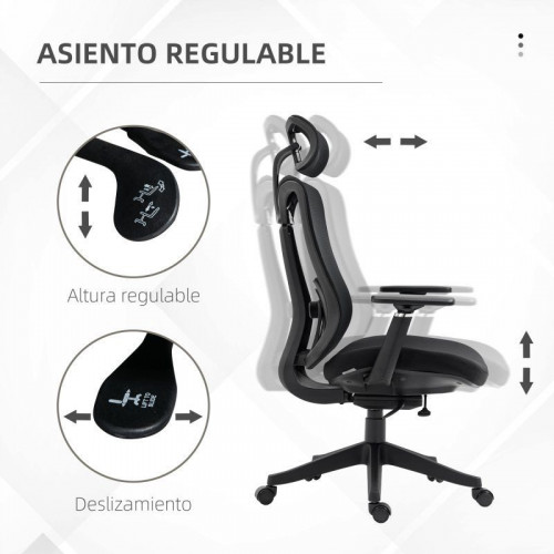 Vinsetto Silla De Oficina De Malla Reposacabezas Ajustable 70x66x120-128cm Negro