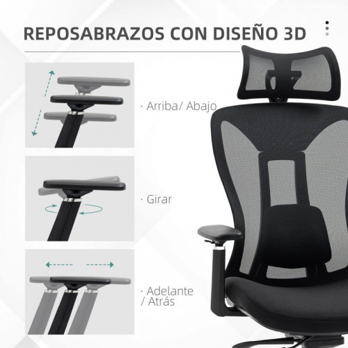 Vinsetto Silla De Oficina De Malla Reposacabezas Ajustable 70x66x120-128cm Negro