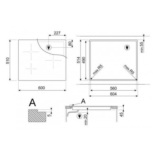 Vitrocerámica de Inducción SMEG SI5632D 3 Fuegos