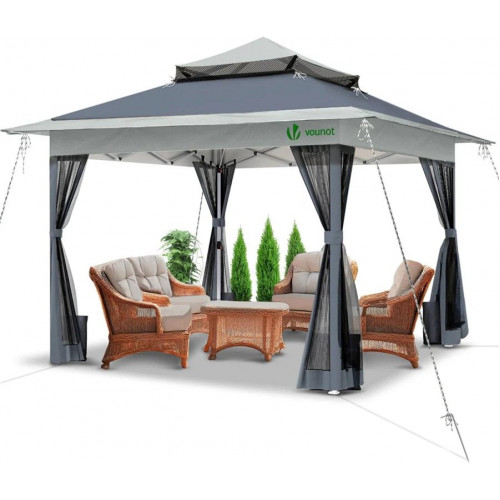 VOUNOT Carpa Plegable Gazebo 3.6x3.6m con paredes Laterales de Malla