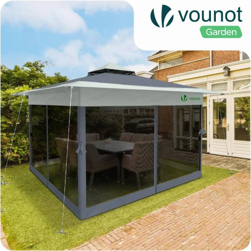 VOUNOT Carpa Plegable Gazebo 3.6x3.6m con paredes Laterales de Malla