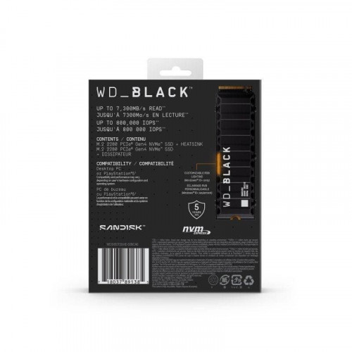 WD Black SN850X 1TB Disco SSD 7300MB/S Disipador NVMe PCIe 4.0 M.2 Gen4 16GT/s