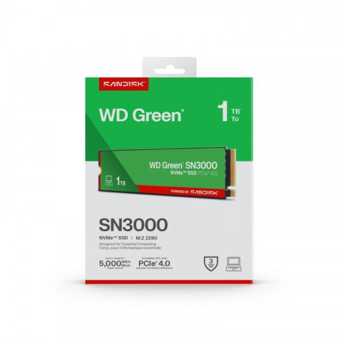 WD Green SN3000 1TB Disco SSD 5000MB/s NVMe PCIe 4.0 M.2 Gen4 QLC 3D NAND