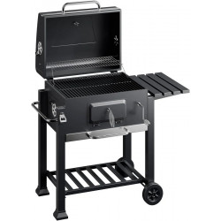 Wiltec Barbacoa carbon vegetal móvil con tapa estante trampilla