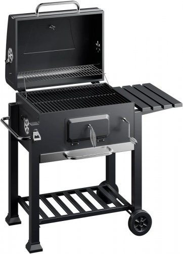 Wiltec Barbacoa carbon vegetal móvil con tapa estante trampilla