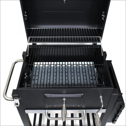 Wiltec Barbacoa carbon vegetal móvil con tapa estante trampilla
