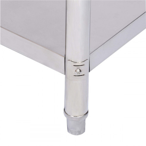 Wiltec Mesa de Acero Inoxidable con Estante 100x60x85cm, Altura Regulable (60044)