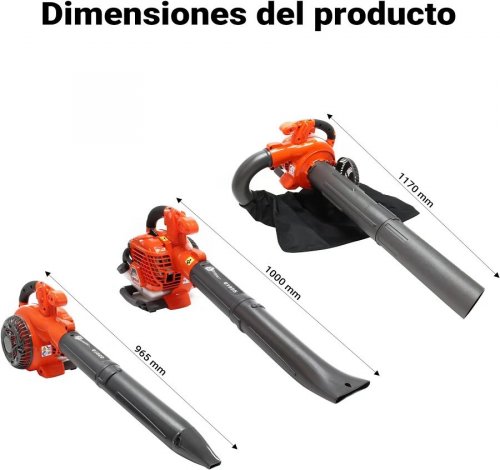 WilTec Soplador de hojas 3-en-1 Aspirador de hojas Triturador 1CV 26ccm Con Bolsa 50L Herramienta jardín
