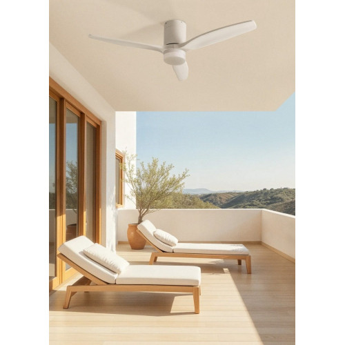 WIND CALM M - Ventilador de techo 40W silencioso con aspas de ABS técnico Ø132cm - Con luz - sin WIFI