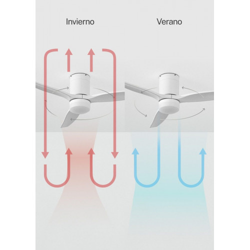 WIND CALM M - Ventilador de techo 40W silencioso con aspas de ABS técnico Ø132cm - Con luz - sin WIFI
