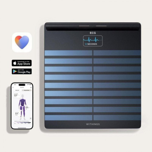 Withings Body Scan Báscula de Baño WiFi con Función de Electrocardiograma Negra