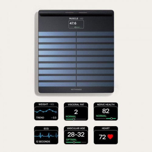 Withings Body Scan Báscula de Baño WiFi con Función de Electrocardiograma Negra