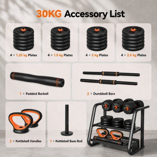 Xiaomi FED Kit de 30Kg Mancuernas + Barra + Pesas