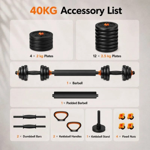 Xiaomi FED Kit de Mancuernas V2 + Barra + Pesa Rusa 40Kg