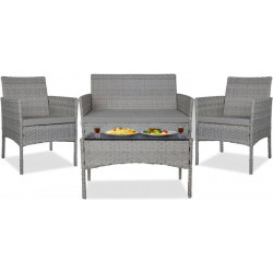 Yoevu set de Jardin conversacional de 3 Asientos y mesa Color Gris