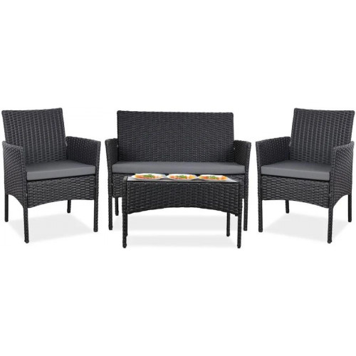 Yoevu set de Jardin conversacional de 3 Asientos y mesa Color Gris