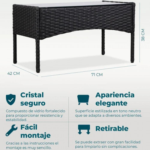 Yoevu set de Jardin conversacional de 3 Asientos y mesa Color Gris