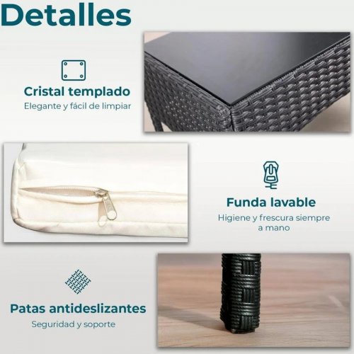 Yoevu set de Jardin conversacional de 3 Asientos y mesa Color Gris