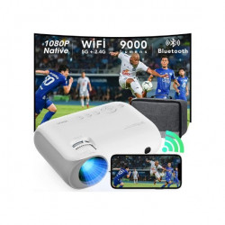 YOTON Y7 Proyector 1080P Nativo – WiFi Bluetooth Proyector Portátil, Mini Video Proyector Cine en Casa, Proyector para Móvil iPhone/Android/HDMI/AV/USB