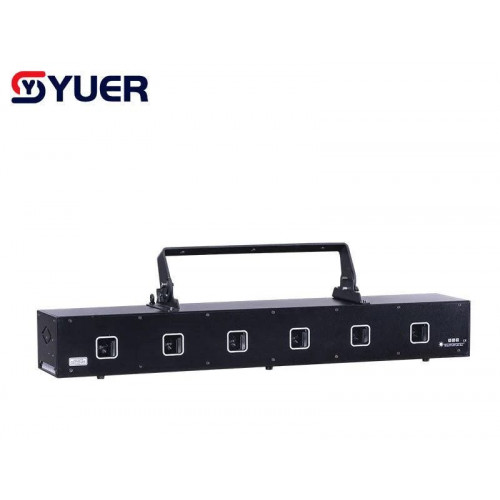 YUER Láser RGB de 6 Cabezales 6x2W Escáner de Rayos Animación Proyector Láser Para Artes Escénicas Bares Música DJ Discoteca Fiesta Luces de Escenario