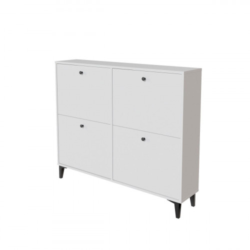 Zapatero Home Limia con 4 compartimentos para 16 pares en melamina color blanco 117x97.3x24.6 cm