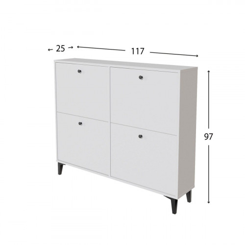 Zapatero Home Limia con 4 compartimentos para 16 pares en melamina color blanco 117x97.3x24.6 cm
