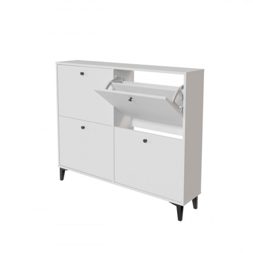Zapatero Home Limia con 4 compartimentos para 16 pares en melamina color blanco 117x97.3x24.6 cm