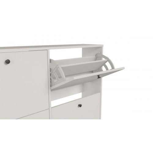 Zapatero Home Limia con 4 compartimentos para 16 pares en melamina color blanco 117x97.3x24.6 cm
