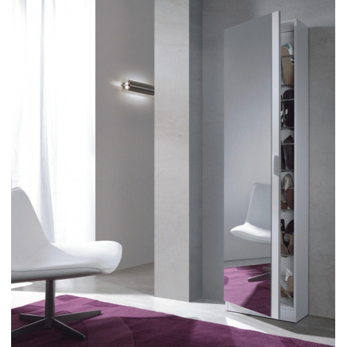 Zapatero Kristal con 1 compartimento para 16 pares en melamina color blanco brillante 50x180x20 cm