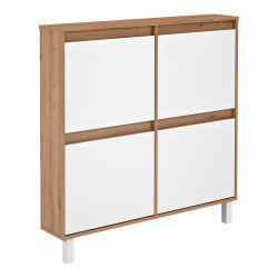 Zapatero Melamina Fondo Reducido 4 Trampones - 8 Pares Madera / Blanco