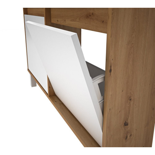 Zapatero Melamina Fondo Reducido 4 Trampones - 8 Pares Madera / Blanco