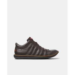 Zapatillas de piel de hombre Beetle con cordones Marrón oscuro