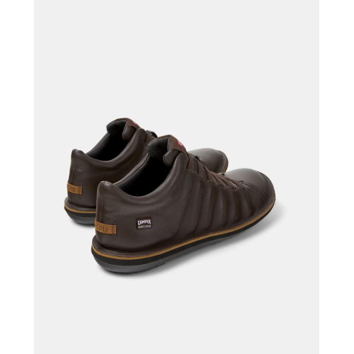 Zapatillas de piel de hombre Beetle con cordones Marrón oscuro