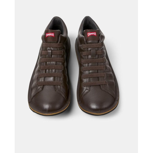 Zapatillas de piel de hombre Beetle con cordones Marrón oscuro
