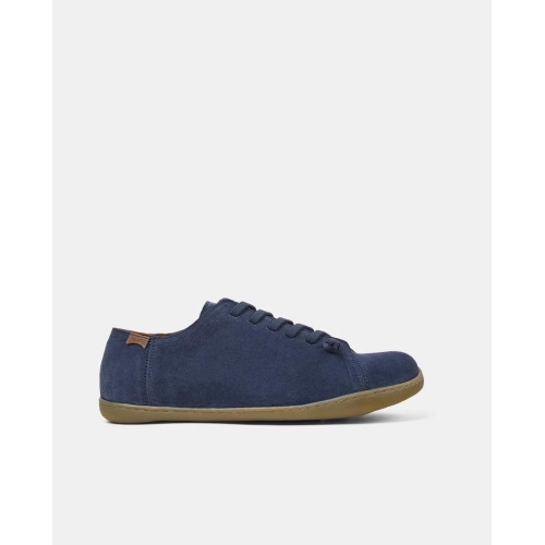 Zapatillas de piel de hombre Peu Cami lisas con cordones Azul marino